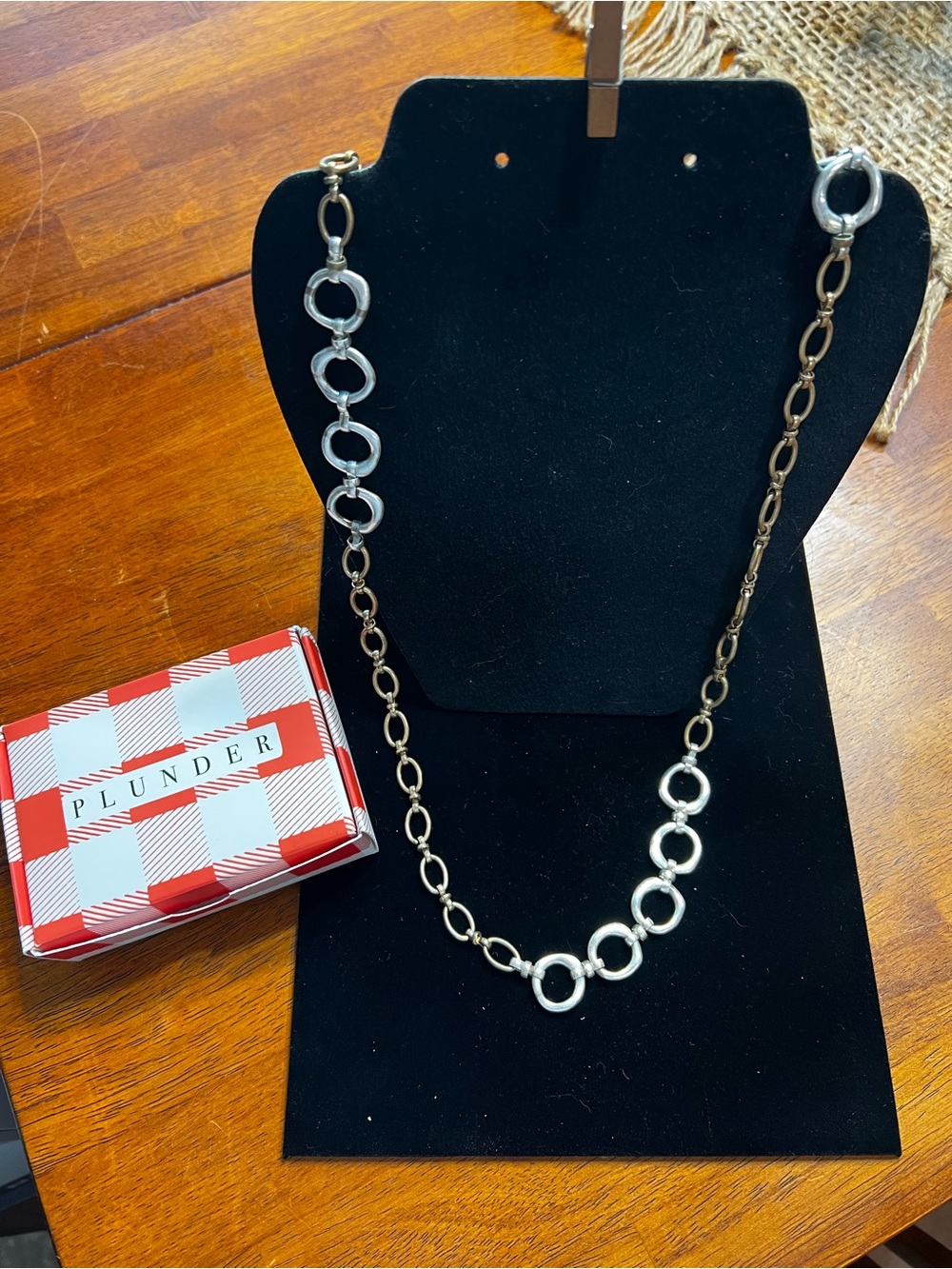 Plunder Silver/Gold toned Open Circle Link Necklace